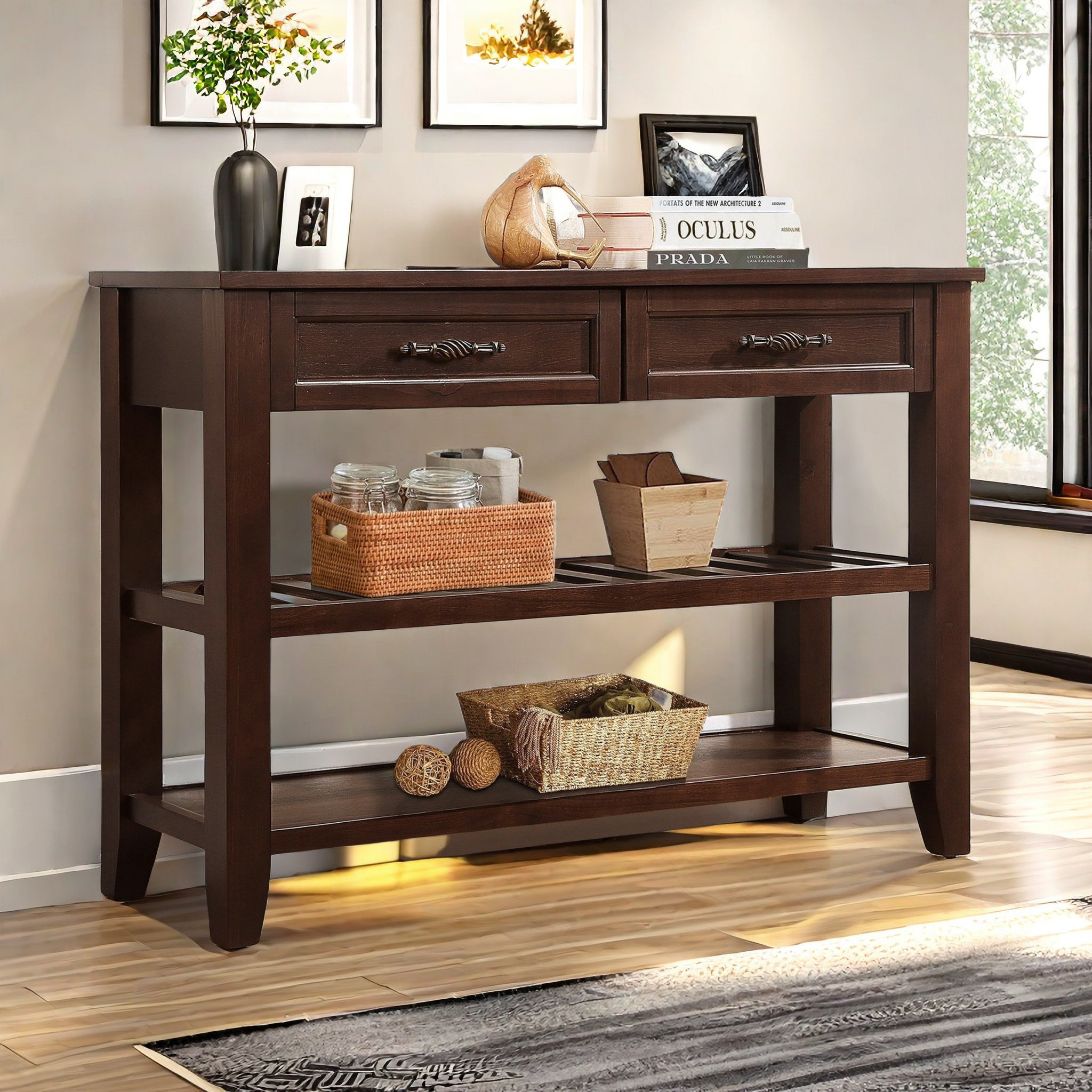 Lark Manor™ 42" Solid Wood Console Table, Farmhouse Entryway Table With